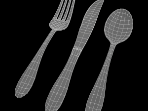 cutlery 3 item set with swirl accent 3D मॉडल