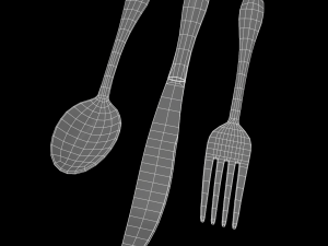 cutlery 3 item set with swirl accent 3D मॉडल