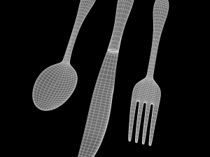 cutlery 3 item set with swirl accent 3D मॉडल