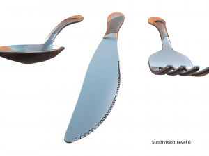 cutlery 3 item set with swirl accent 3D मॉडल