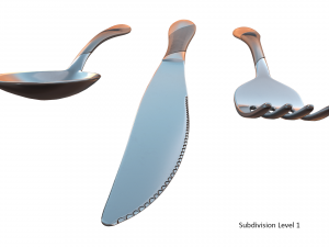 cutlery 3 item set with swirl accent 3D मॉडल
