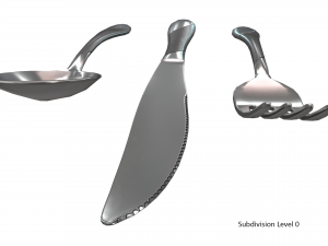 cutlery 3 item set with swirl accent 3D मॉडल