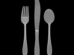 cutlery 3 item set with swirl accent 3D मॉडल