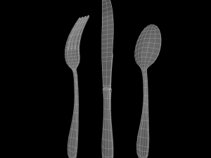 cutlery 3 item set with swirl accent 3D मॉडल
