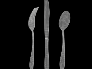 cutlery 3 item set with swirl accent 3D मॉडल