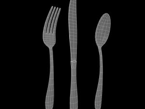 cutlery 3 item set with swirl accent 3D मॉडल