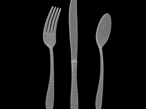 cutlery 3 item set with swirl accent 3D मॉडल