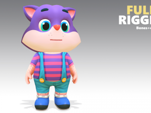 cat low poly animated rigged Model 3D