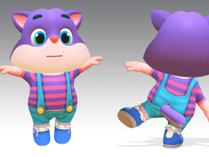 cat low poly animated rigged 3D Model