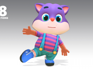 cat low poly animated rigged 3D Model