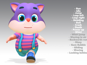 cat low poly animated rigged 3D Model