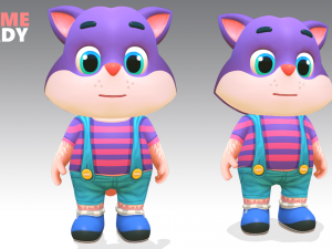 cat low poly animated rigged 3D Model