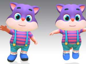 cat low poly animated rigged 3D Model