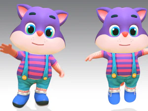 cat low poly animated rigged 3D Model