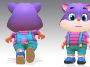 cat low poly animated rigged 3D Model
