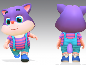 cat low poly animated rigged 3D Model