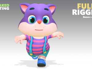 cat low poly animated rigged 3D Model
