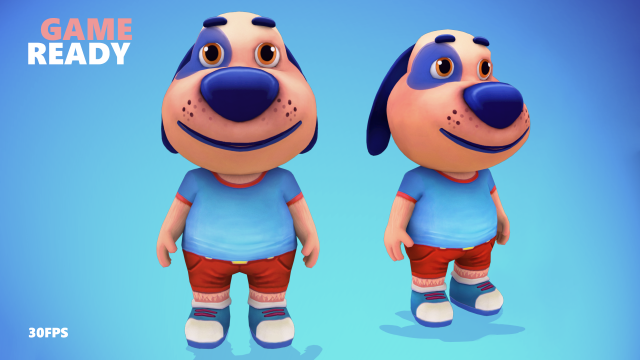dog low poly animated rigged 3D मॉडल .c4d .max .obj .3ds .fbx .stl .blend 
