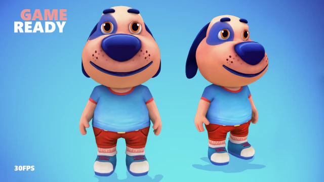 dog low poly animated rigged 3D Model .c4d .max .obj .3ds .fbx .stl .blend 