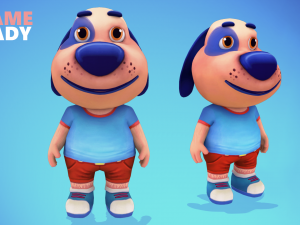 dog low poly animated rigged 3D Model