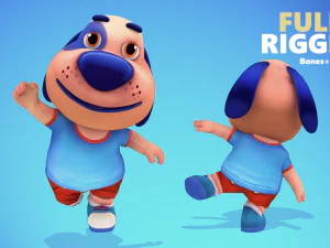 dog low poly animated rigged 3D Model
