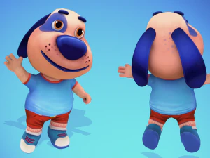 dog low poly animated rigged 3D Model
