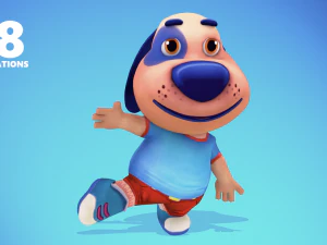 dog low poly animated rigged 3D Model