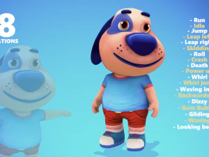dog low poly animated rigged 3D Model