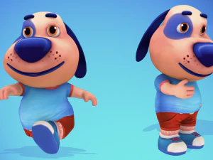 dog low poly animated rigged 3D Model