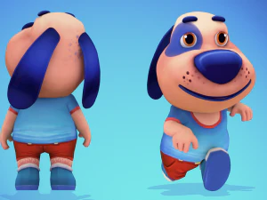 dog low poly animated rigged 3D Model