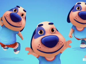 dog low poly animated rigged 3D Model