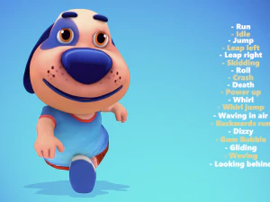 dog low poly animated rigged 3D Model