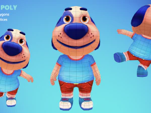 dog low poly animated rigged 3D Model