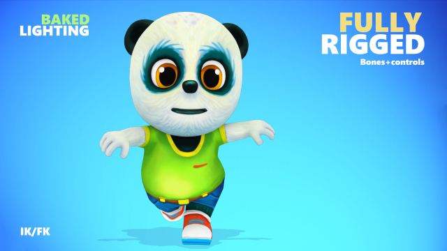 panda bear low poly animated rigged Modèle 3D .c4d .max .obj .3ds .fbx .stl .blend 