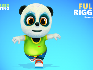 panda bear low poly animated rigged 3D 모델