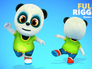 urso panda animado low poly manipulado Modelo 3D