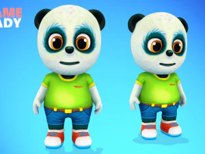 urso panda animado low poly manipulado Modelo 3D