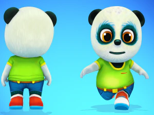 urso panda animado low poly manipulado Modelo 3D