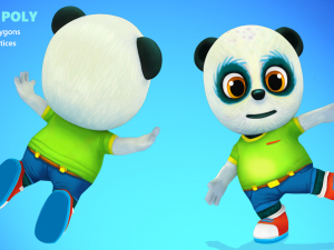 panda bear low poly animated rigged Modèle 3D
