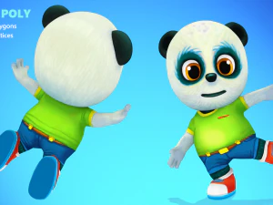 urso panda animado low poly manipulado Modelo 3D