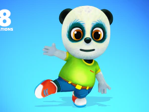 urso panda animado low poly manipulado Modelo 3D