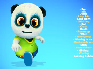 urso panda animado low poly manipulado Modelo 3D