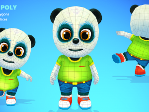 panda bear low poly animated rigged Modèle 3D