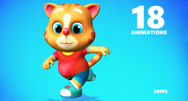 cat low poly animated rigged Model 3D .c4d .max .obj .3ds .fbx .stl .blend 