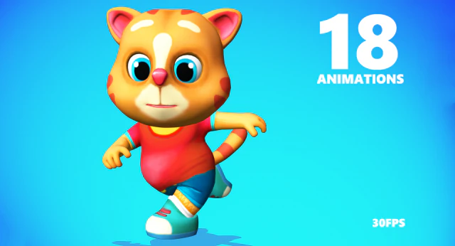 cat low poly animated rigged 3D Model .c4d .max .obj .3ds .fbx .stl .blend