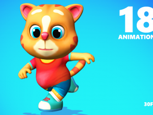 cat low poly animated rigged 3D Model