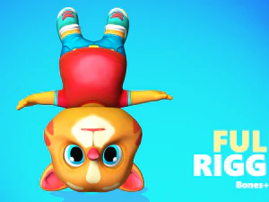cat low poly animated rigged 3D Model