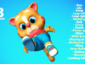 cat low poly animated rigged Model 3D