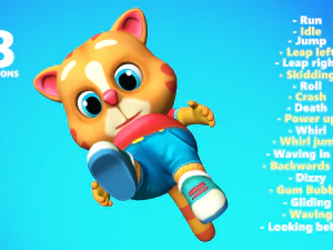 cat low poly animated rigged 3D Model