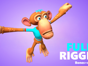 monkey lowpoly animated rigged Modelo 3D